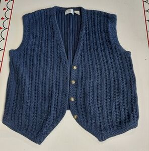 Maggie Lawrence Blue Knit Button-Up Vest